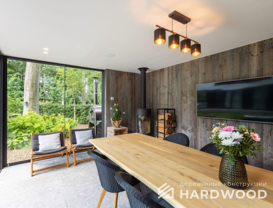 Закрытая беседка с барбекю и остеклением №6 - фото 1340