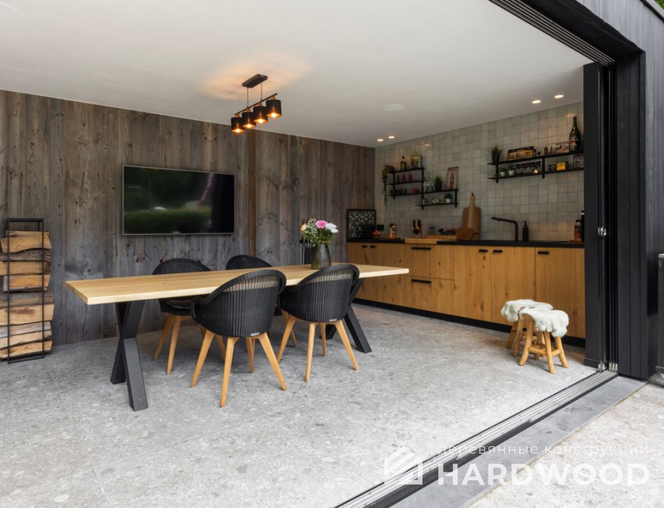 Закрытая беседка с барбекю и остеклением №6 - фото 1345